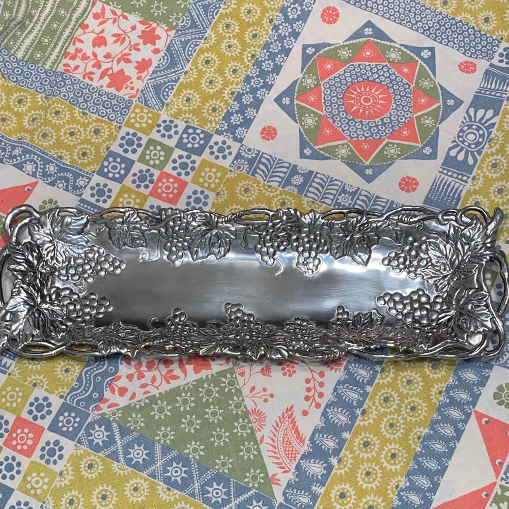 Vintage Arthur Court 1995 Silver Rectangular Grape Motif Tray